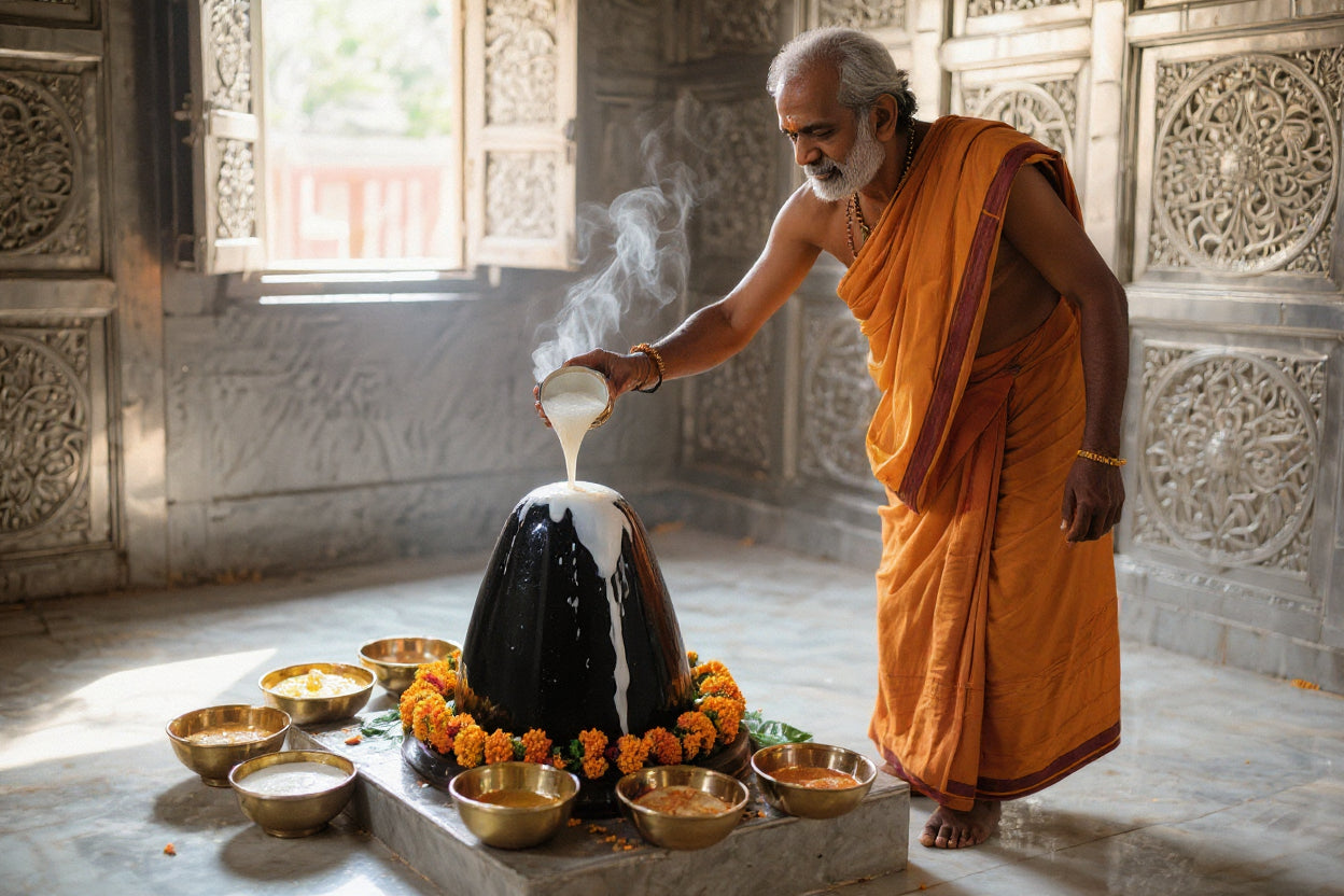Raw milk, honey, curd, sugar, ghee (for Shivling abhishek)
