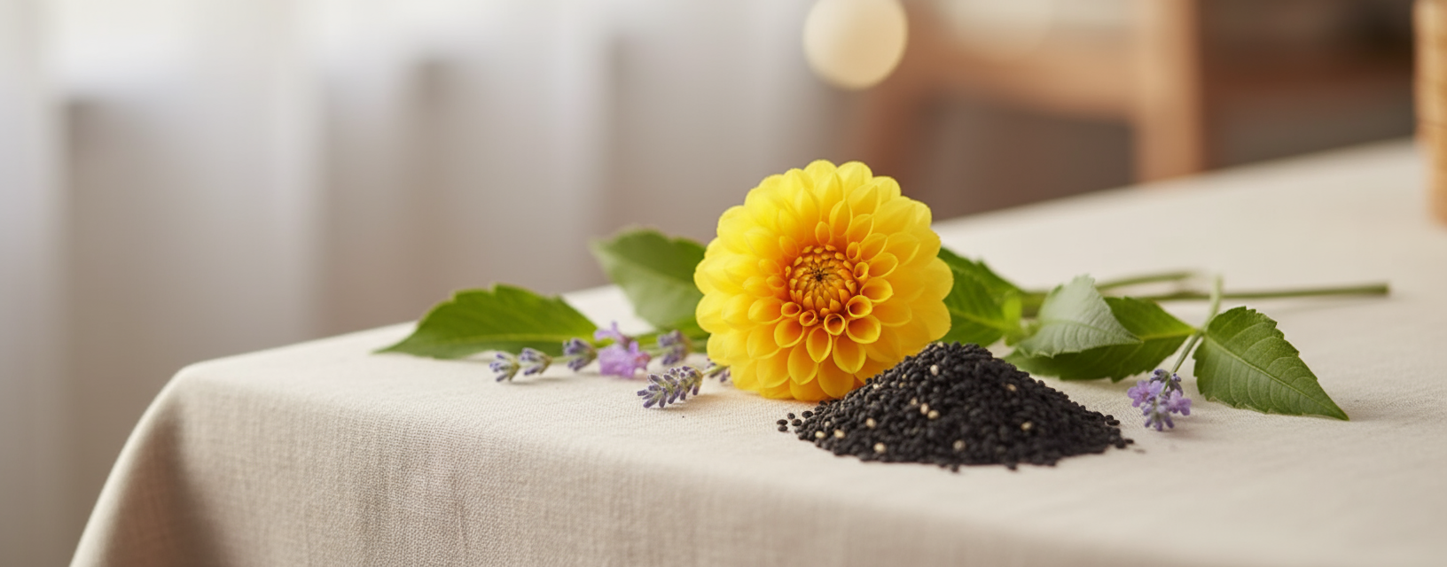 Black Sesame & Yellow Flower
