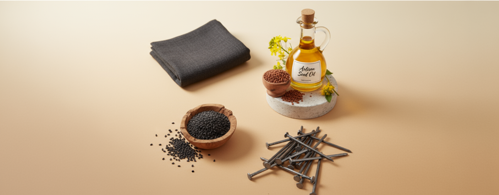 Black Cloth, Black Sesame Seeds & Iron Nail